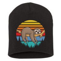 lazy Sloth Retro Sunset  Short Acrylic Beanie