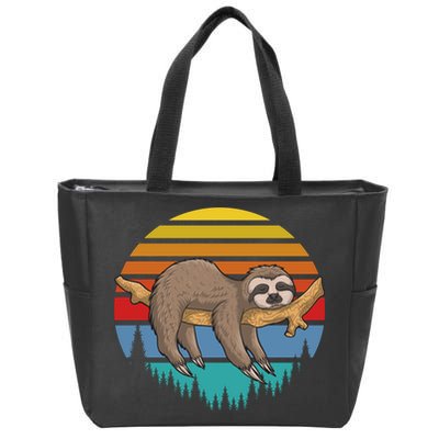 lazy Sloth Retro Sunset  Zip Tote Bag