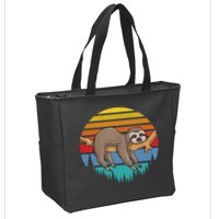 lazy Sloth Retro Sunset  Zip Tote Bag
