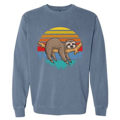 lazy Sloth Retro Sunset  Garment-Dyed Sweatshirt