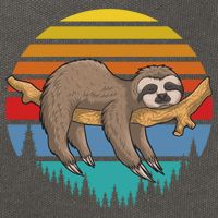 lazy Sloth Retro Sunset  Cotton Canvas Backpack