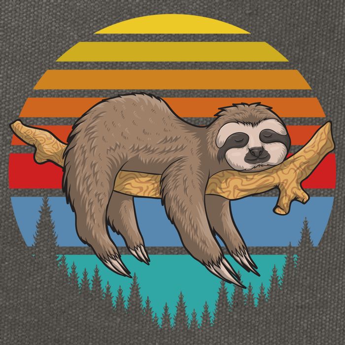 lazy Sloth Retro Sunset  Cotton Canvas Backpack
