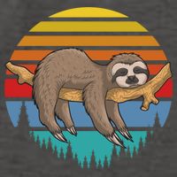 lazy Sloth Retro Sunset  Vector Backpack