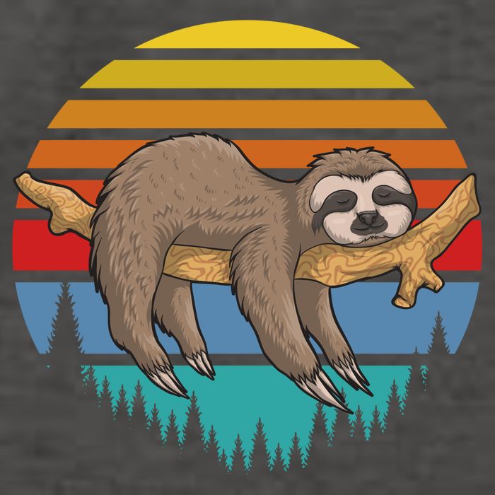 lazy Sloth Retro Sunset  Vector Backpack