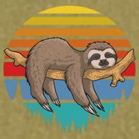 lazy Sloth Retro Sunset  Garment-Dyed Women's Muscle Tee