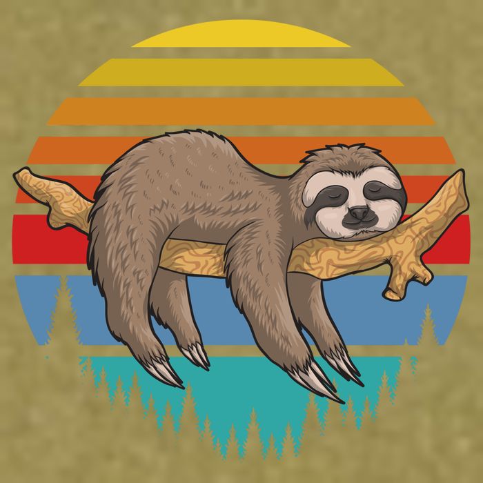 lazy Sloth Retro Sunset  Garment-Dyed Women's Muscle Tee