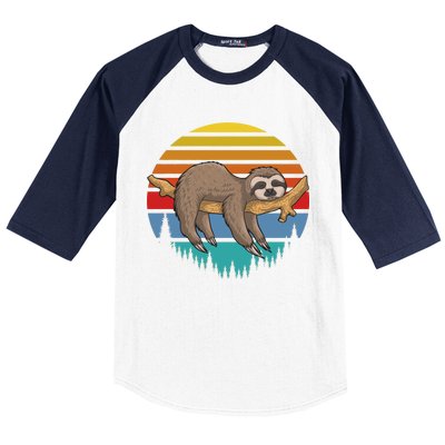 lazy Sloth Retro Sunset  Baseball Sleeve Shirt