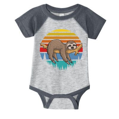 lazy Sloth Retro Sunset  Infant Baby Jersey Bodysuit