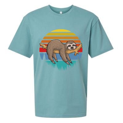 lazy Sloth Retro Sunset  Sueded Cloud Jersey T-Shirt