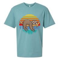 lazy Sloth Retro Sunset  Sueded Cloud Jersey T-Shirt