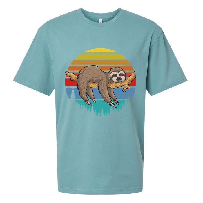 lazy Sloth Retro Sunset  Sueded Cloud Jersey T-Shirt
