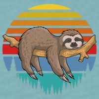 lazy Sloth Retro Sunset  Sueded Cloud Jersey T-Shirt