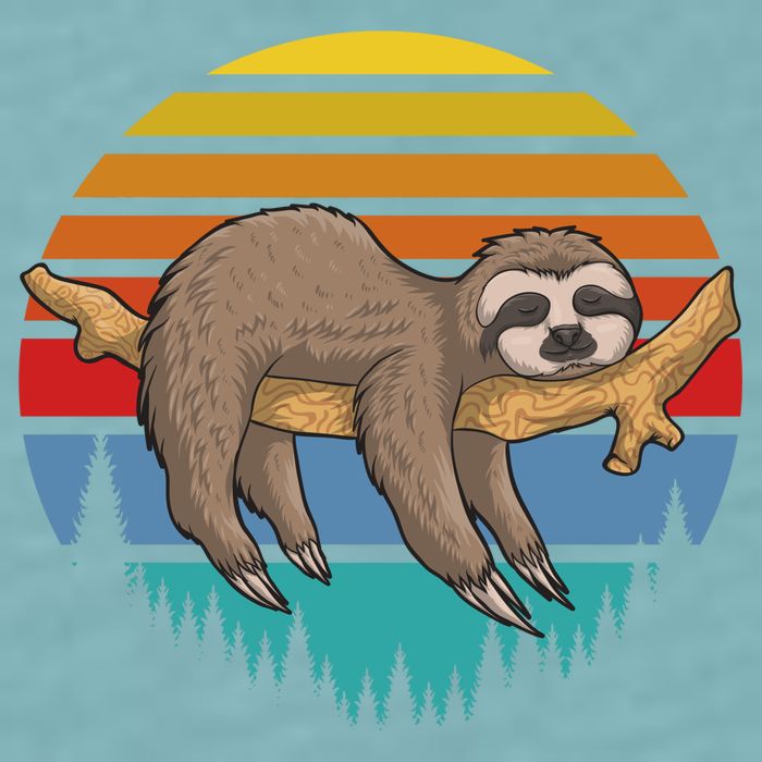 lazy Sloth Retro Sunset  Sueded Cloud Jersey T-Shirt