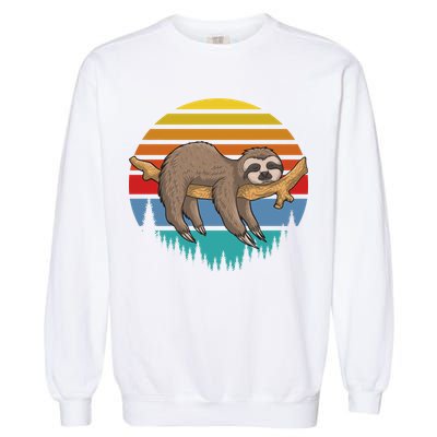 lazy Sloth Retro Sunset  Garment-Dyed Sweatshirt
