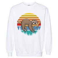 lazy Sloth Retro Sunset  Garment-Dyed Sweatshirt