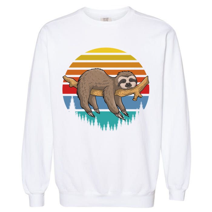 lazy Sloth Retro Sunset  Garment-Dyed Sweatshirt