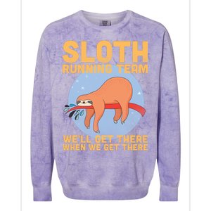 Lazy Sloth Running Team Distressed Colorblast Crewneck Sweatshirt