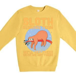 Lazy Sloth Running Team Distressed Premium Crewneck Sweatshirt