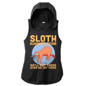 Lazy Sloth Running Team Distressed Ladies PosiCharge Tri-Blend Wicking Draft Hoodie Tank