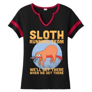 Lazy Sloth Running Team Distressed Ladies Halftime Notch Neck Tee