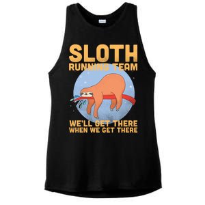 Lazy Sloth Running Team Distressed Ladies PosiCharge Tri-Blend Wicking Tank