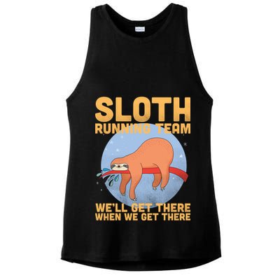 Lazy Sloth Running Team Distressed Ladies PosiCharge Tri-Blend Wicking Tank