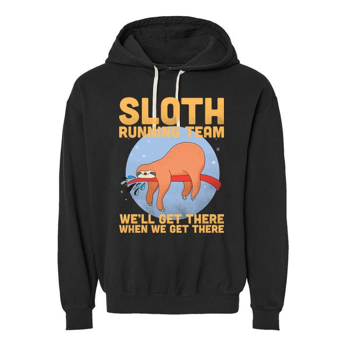 Lazy Sloth Running Team Distressed Garment-Dyed Fleece Hoodie