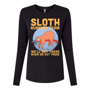 Lazy Sloth Running Team Distressed Womens Cotton Relaxed Long Sleeve T-Shirt