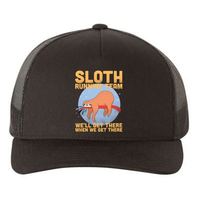 Lazy Sloth Running Team Distressed Yupoong Adult 5-Panel Trucker Hat