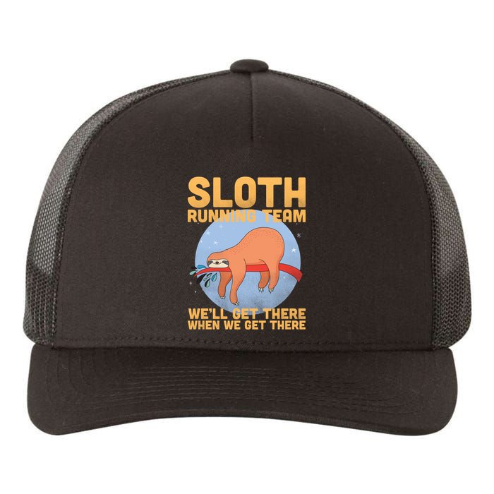 Lazy Sloth Running Team Distressed Yupoong Adult 5-Panel Trucker Hat