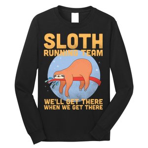 Lazy Sloth Running Team Distressed Long Sleeve Shirt