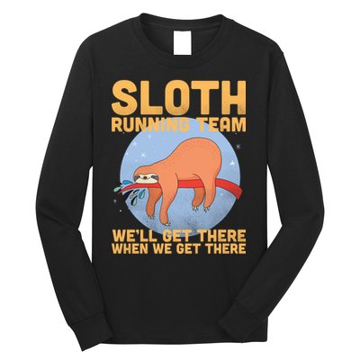 Lazy Sloth Running Team Distressed Long Sleeve Shirt