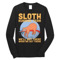 Lazy Sloth Running Team Distressed Long Sleeve Shirt