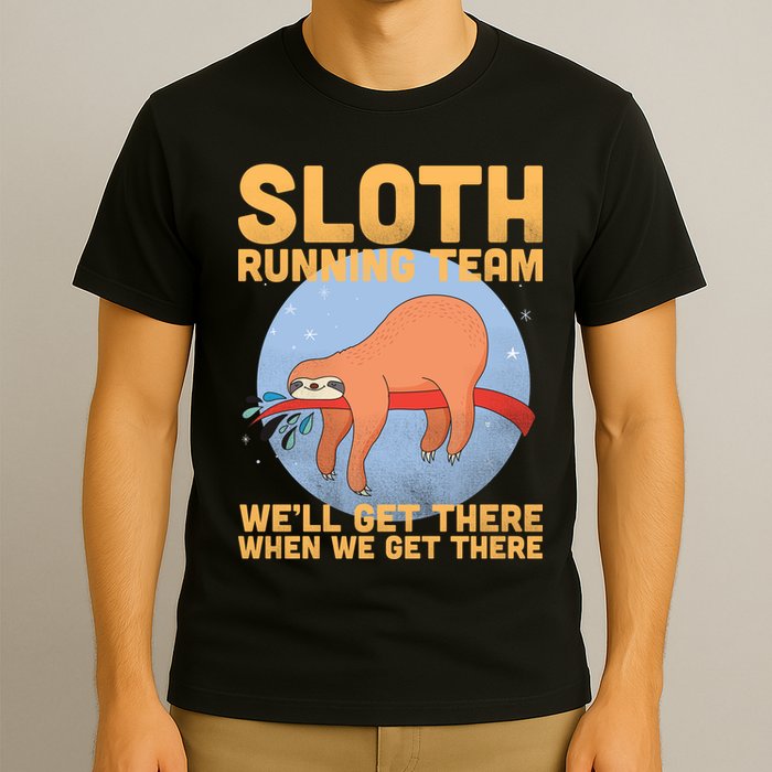 Lazy Sloth Running Team Distressed T-Shirt