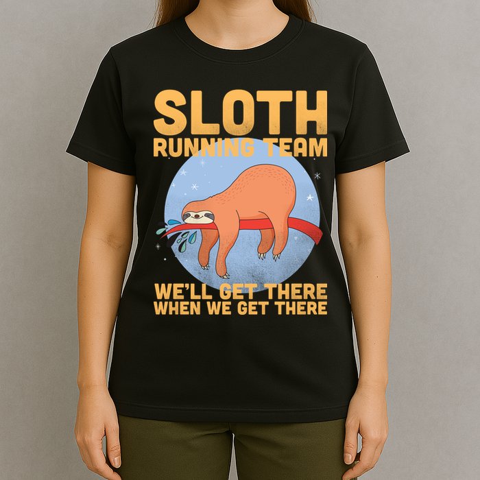 Lazy Sloth Running Team Distressed T-Shirt