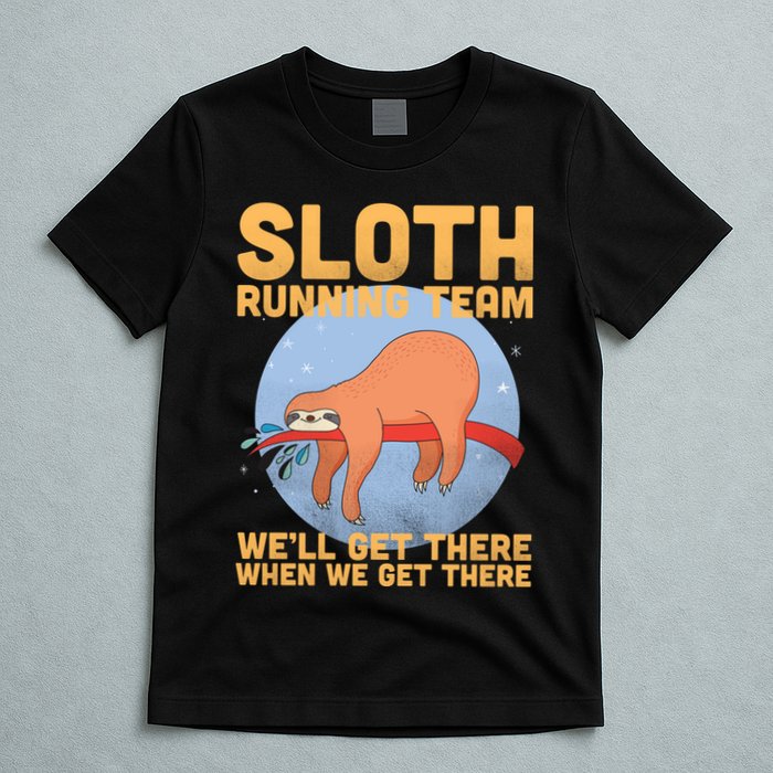 Lazy Sloth Running Team Distressed T-Shirt