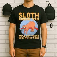 Lazy Sloth Running Team Distressed T-Shirt