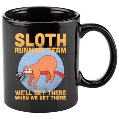Lazy Sloth Running Team Distressed 11oz C Handle Ceramic Mug