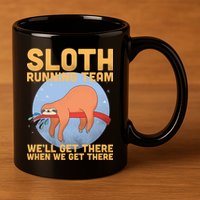 Lazy Sloth Running Team Distressed 11oz C Handle Ceramic Mug