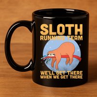 Lazy Sloth Running Team Distressed 11oz C Handle Ceramic Mug
