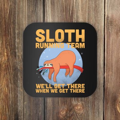 Lazy Sloth Running Team Distressed Coaster