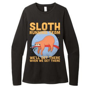 Lazy Sloth Running Team Distressed Womens CVC Long Sleeve Shirt