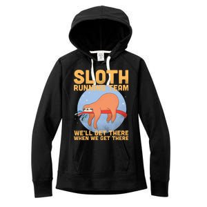 Lazy Sloth Running Team Distressed Women's Fleece Hoodie