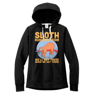 Lazy Sloth Running Team Distressed Women's Fleece Hoodie