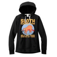 Lazy Sloth Running Team Distressed Women's Fleece Hoodie