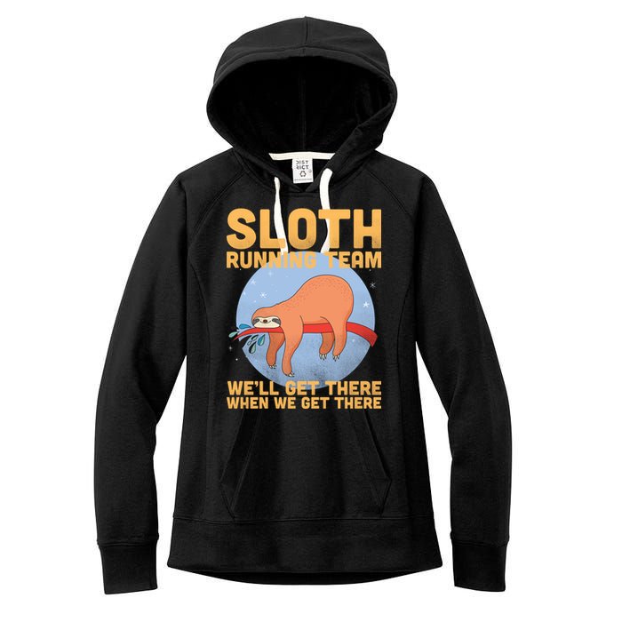 Lazy Sloth Running Team Distressed Women's Fleece Hoodie