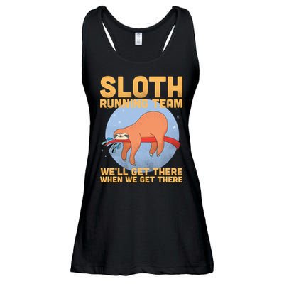 Lazy Sloth Running Team Distressed Ladies Essential Flowy Tank