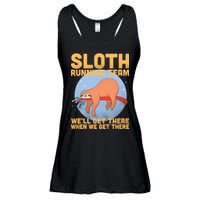Lazy Sloth Running Team Distressed Ladies Essential Flowy Tank
