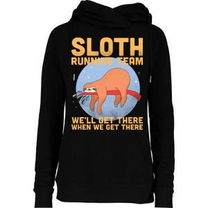 Lazy Sloth Running Team Distressed Womens Funnel Neck Pullover Hood