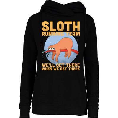 Lazy Sloth Running Team Distressed Womens Funnel Neck Pullover Hood